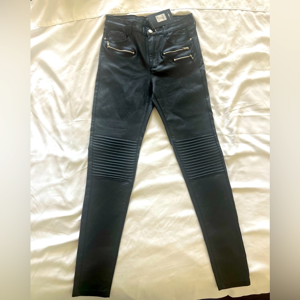 Fashion Nova LRG Black Moto Faux Leather Stretch Pants